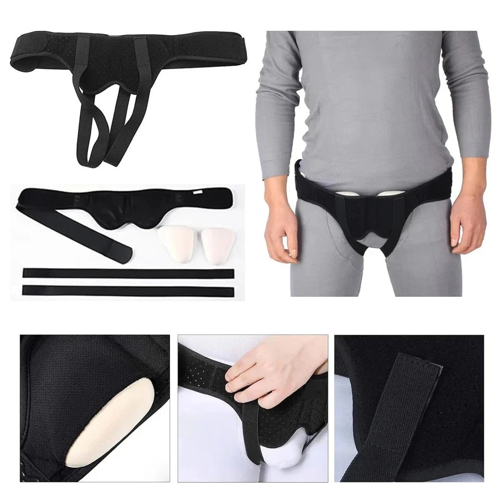 Hernia Support Belt Men Truss for Inguinal with 2 Removable Compression Pads US